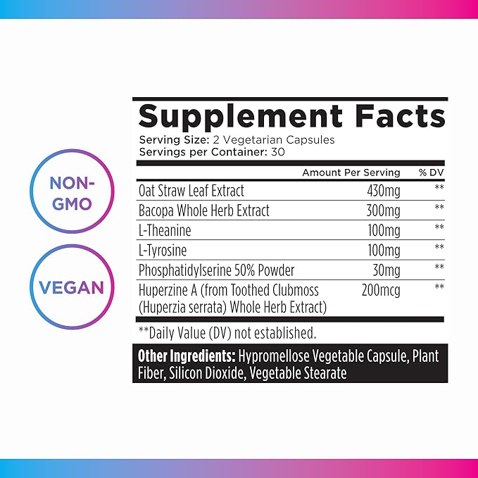 Livingood Daily Brain Supplements for Memory &amp Focus Nootropic Pills with Bacopa L Theanine L Tyrosine Amino Acids &amp More Cognitive Support for Men &amp Women Vegan Gluten Free 60 Cap