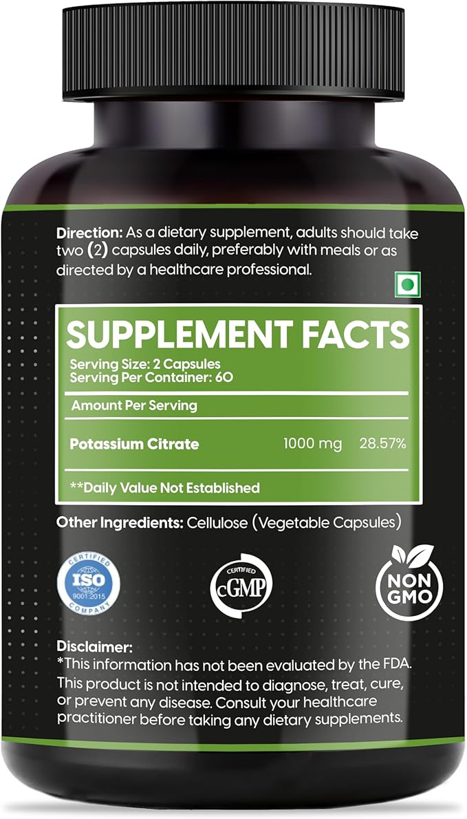 Potassium Citrate Supplement - No Additives 120 Servings