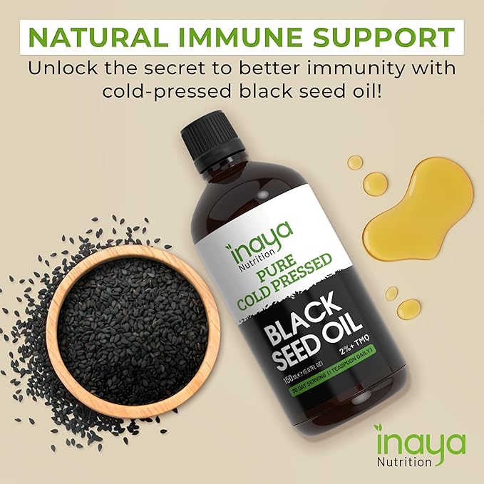 Nigella Sativa Black Seed Oil – Pure Cold-Pressed with 2% Thymoquinone | Egyptian Sourced | Nutrient-Rich for Overall Wellness Hair &amp Skin Care | 30 Servings in Glass Bottle