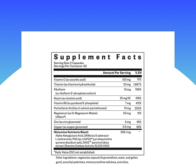 Seeking Health Histamine Nutrients - Seasonal Histamine Support Supplement with Vitamin B1 Zinc &amp Vitamin B3 - Aids Histamine Response - 60 Capsules