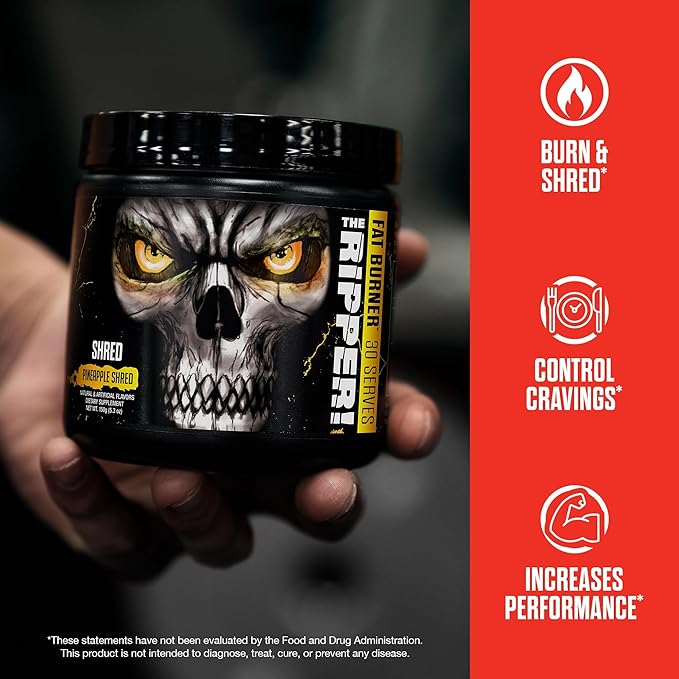 JNX SPORTS The Ripper! Fat Burner Pre Workout for Men &amp Women – Thermogenic Fat Burning Powder &amp Appetite Suppressant Boost Energy &amp Endurance – Pineapple Shred 30 Servings