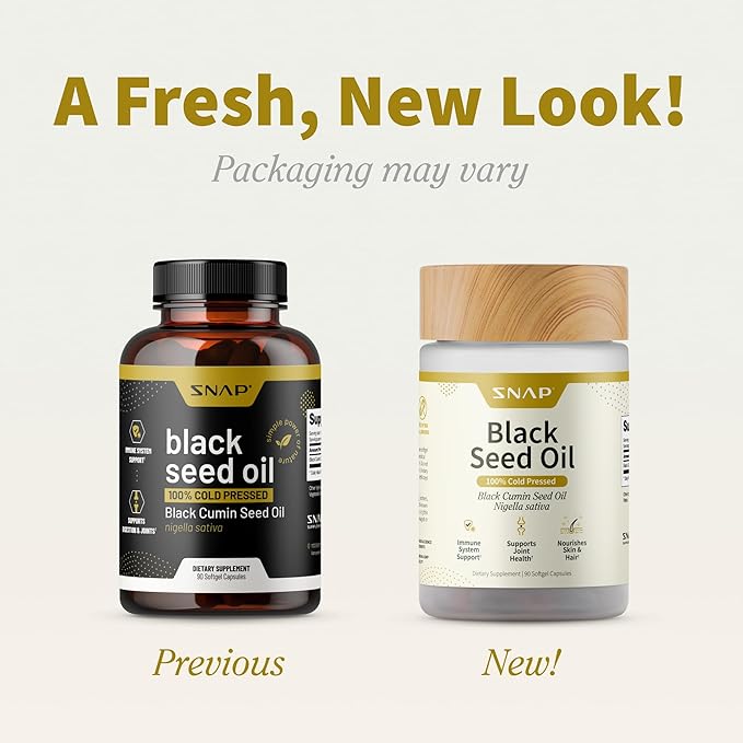 Snap Supplements Black Seed Oil Capsules – 100% Cold Pressed Organic Nigella Sativa – Supports Immune Health Detox Skin Hair Joints &amp Overall Wellness – 90 Softgels