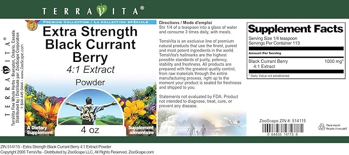 Extra Strength Black Currant Berry 4:1 Extract Powder (4 oz ZIN: 514115) - 3 Pack