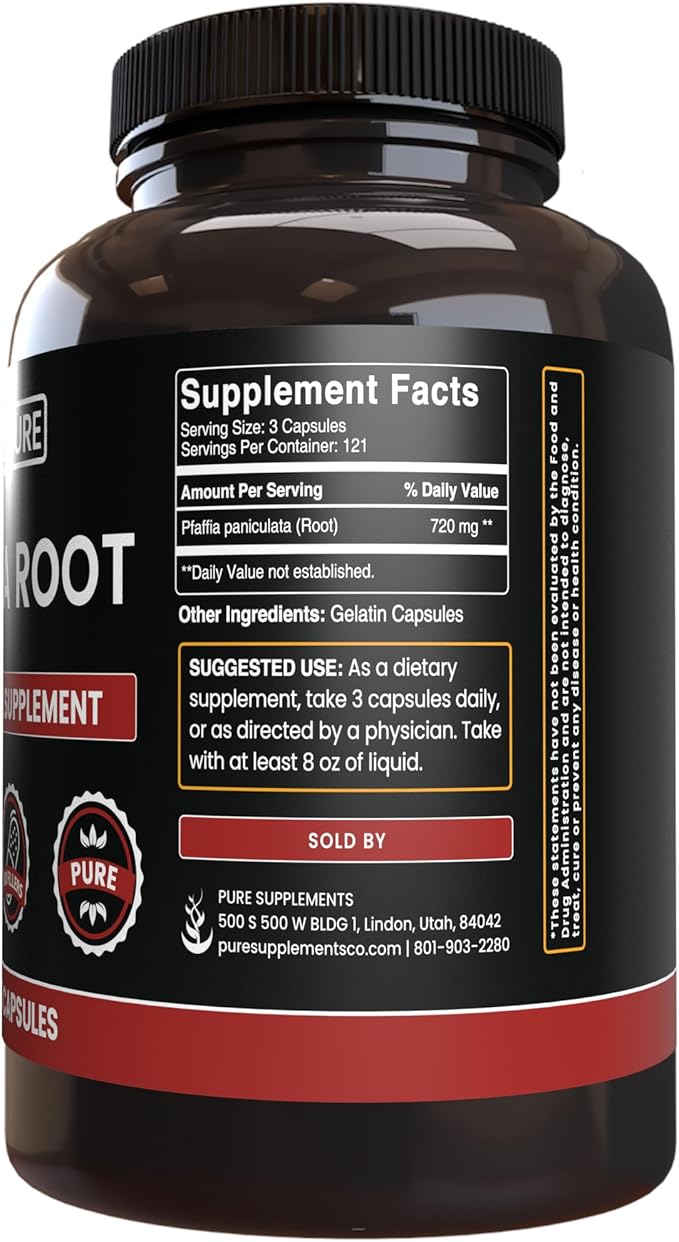 PURE ORIGINAL INGREDIENTS Suma Root (365 Capsule) No Magnesium or Rice Fillers Always Pure Lab Verified