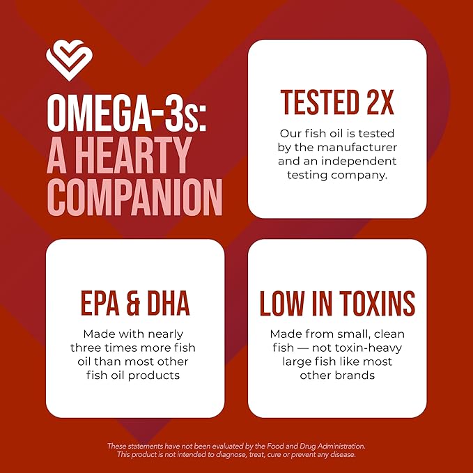 Heart Health Essential Omega III Fish Oil with Vitamin E – High EPA &amp DHA for Heart Triglyceride &amp Blood Flow Support Lemon Oil Gluten-Free Non-GMO 60 Servings