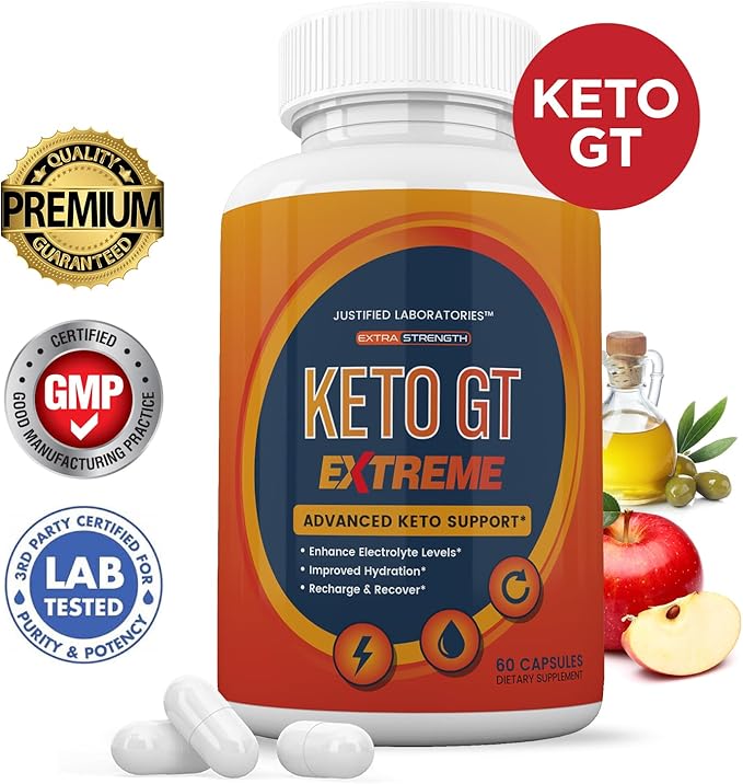 (2 Pack) Keto GT Extreme Keto Pills 1675MG New &amp Improved Formula Contains Apple Cider Vinegar Extra Virgin Olive Oil Powder Green Tea Leaf 120 Capsules
