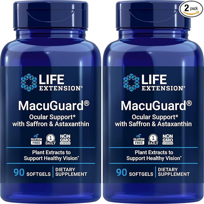 Life Extension MacuGuard 90 softgels (Pack of 2) with Saffron &amp Astaxanthin