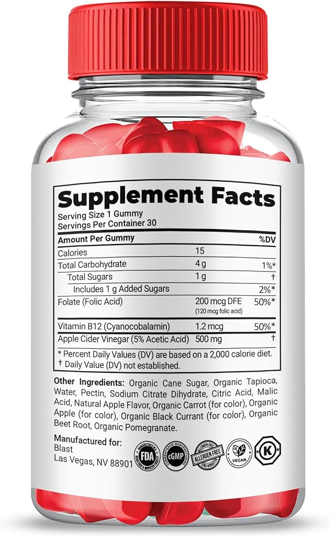 Blast ACV Gummies Advanced Formula Supplement All Natural Blast Gummies Supplement 2 Month Supply (2 Pack)