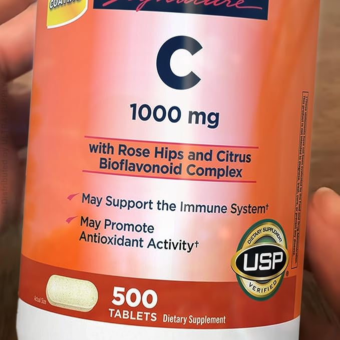 Kirk Lands Signatures Vitamin C 1000mg (500 Count. Value Pack) with Rose HIPS and Citrus Bioflavonoid Complex
