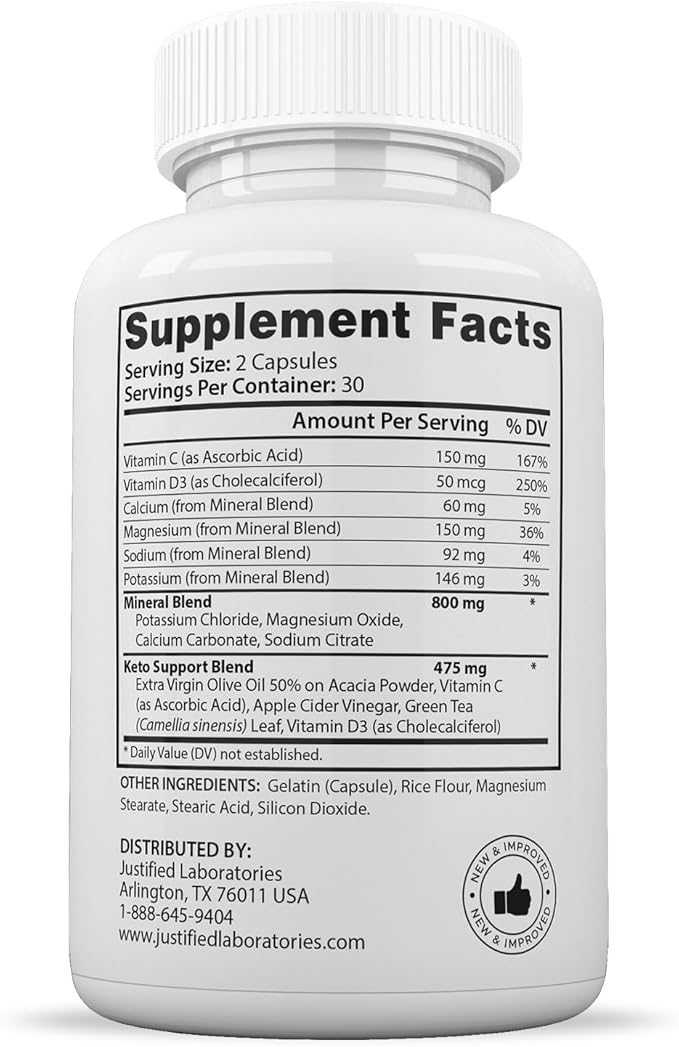 (10 Pack) Optimal Keto Pills 1275MG New &amp Improved Formula Contains Apple Cider Vinegar Extra Virgin Olive Oil Powder Green Tea Leaf 600 Capsules