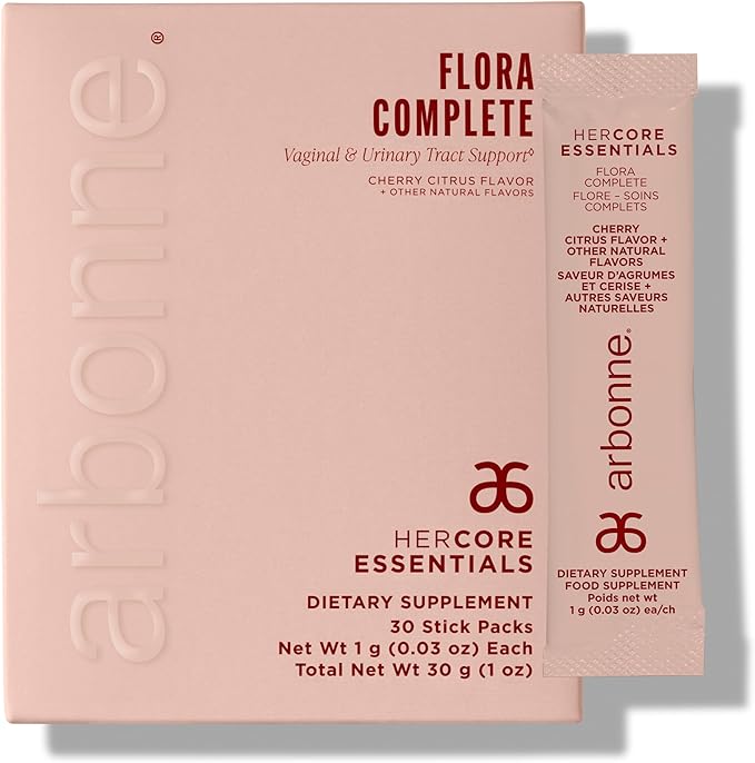 HerCore Essentials Flora Complete - Women’s Vaginal Probiotics Supplement with 4 Clinically Studied Strains – Supports pH Balance for Women &amp Immune Function – Cherry Citrus Flavor – 30 Stick Pack
