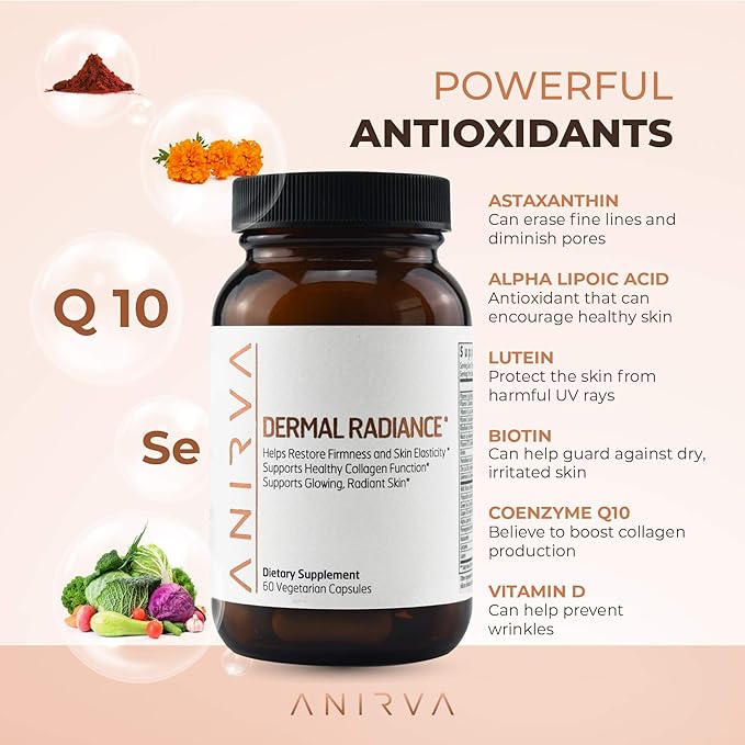 Skin Supplement with Antioxidants Health and Beauty Supplements with Multivitamins for Glowing Skin Anti Aging Vitamins Dermal Radiance