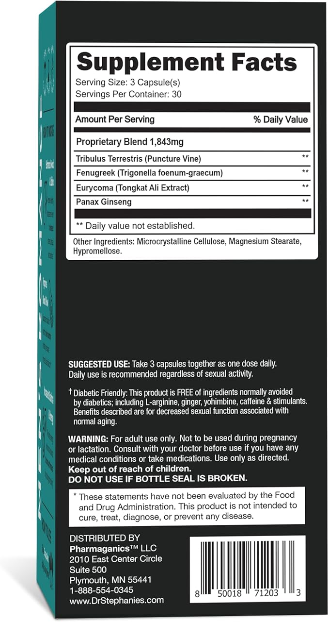 Dr. Stephanie's Men's Romance - Energy &amp Endurance Natural Supplement - with Tribulus Terrestris Fenugreek &amp Longjack Root