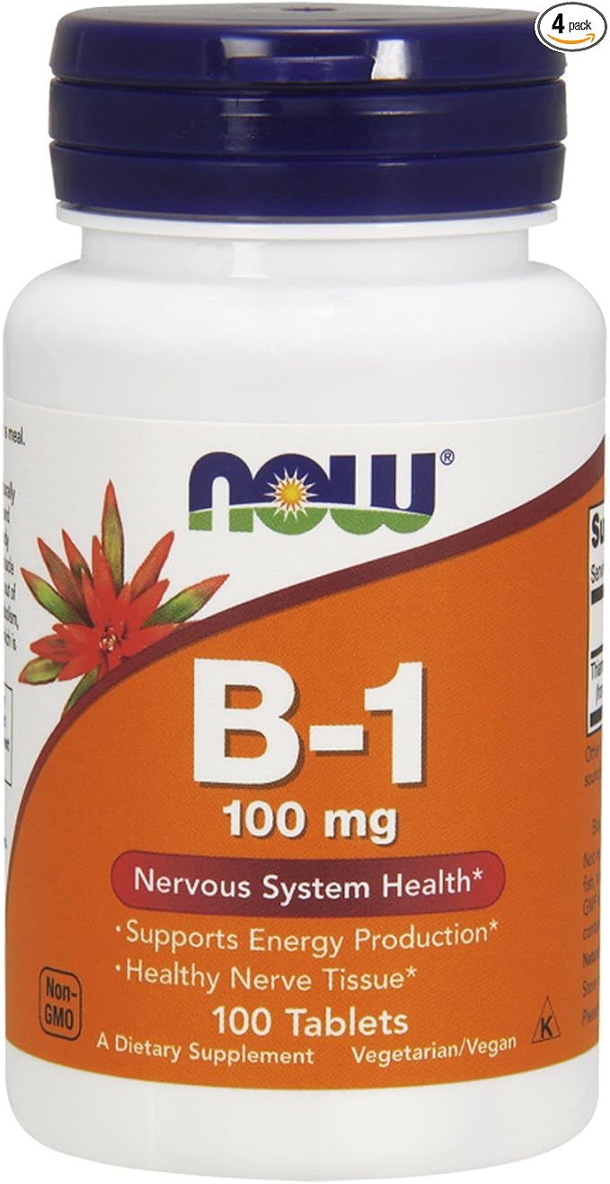 NOW Vitamin B-1 (thiamine) 100mg 100 Tablets (Pack of 4)