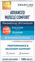 Granions Advanced Muscle Comfort - Natural Muscle Relaxer Pills Support - Quinine Magnesium Potassium B Vitamins Chamomile CoQ10 - Immediate Muscle Relaxation and Comfort - 120 Tablet 30 Serving