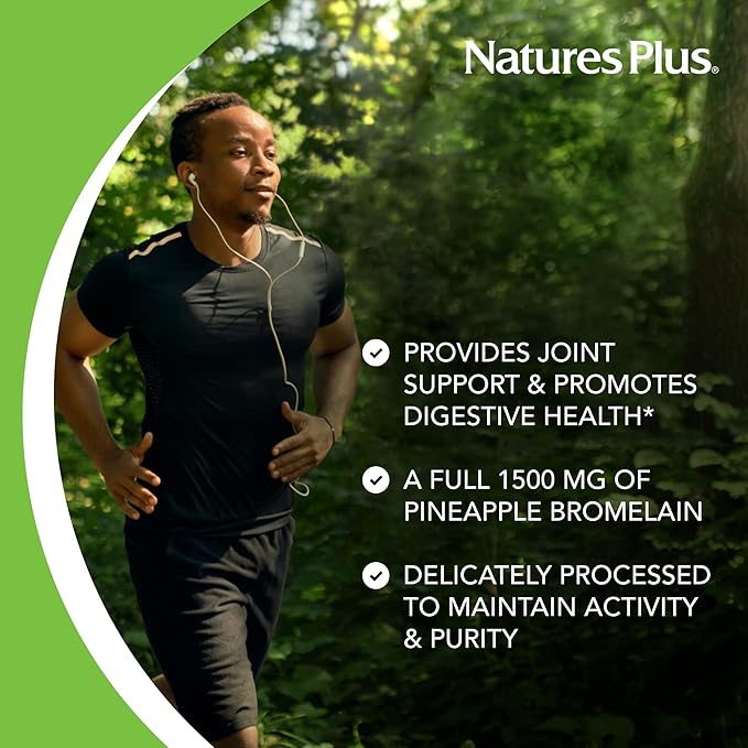 NaturesPlus Ultra Bromelain 1500 mg - 60 Tablets Pack of 2 - Supports Joints Digestive Health &amp Overall Well-Being - Vegetarian Gluten Free - 120 Total Servings
