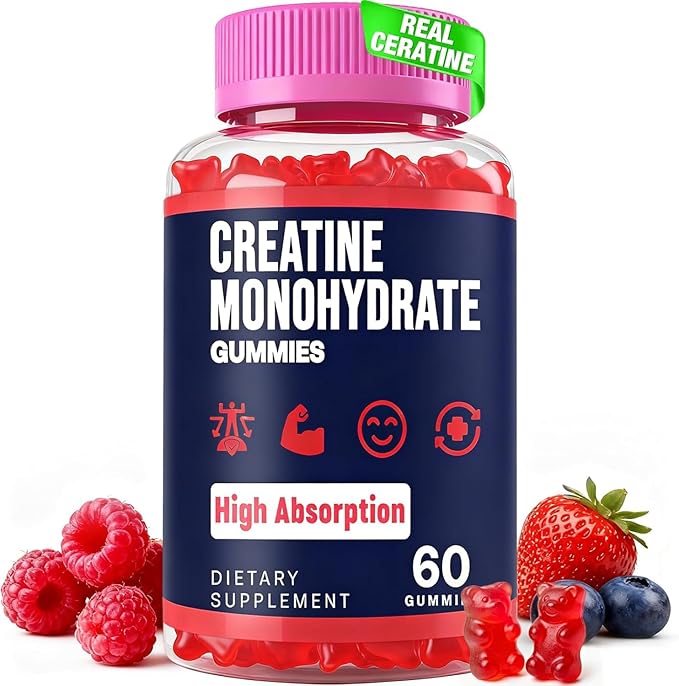 Creatine Monohydrate Gummies for Women &amp Men Taurine &amp B6 Chewable Creatina Pre Workout Gummies for Max Strength &amp Muscle Growth Energy Endurance Creatine for Men &amp Women - 1 Bott