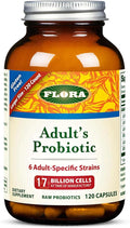 Flora - Adult's Probiotic Blend Six Adult-Specific Strains Gluten Free Raw Probiotic with 17 Billion Cells 120 Vegetarian Capsules