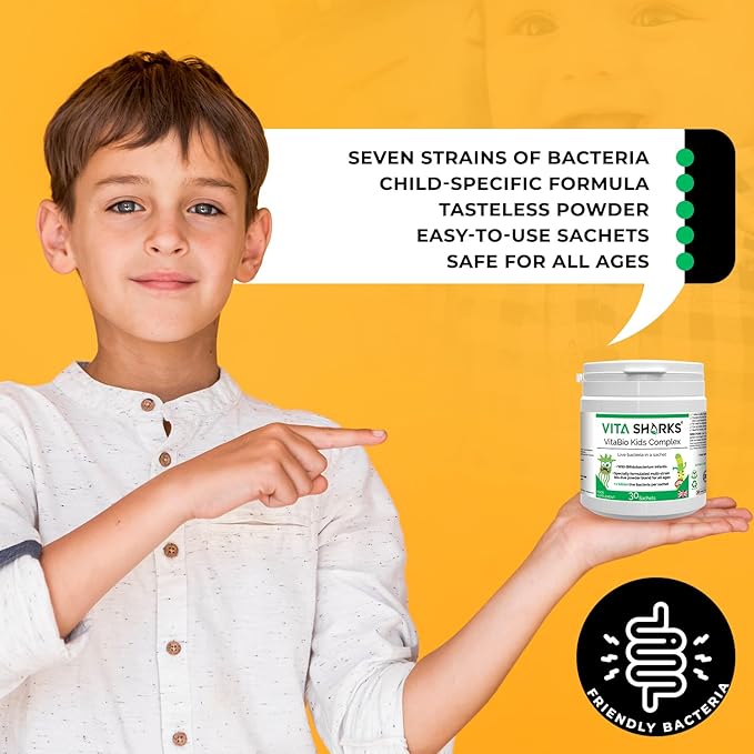 VitaBio Kids Complex: Delicious Sachets for Growing Tummies &amp Strong Immunity - Daily Probiotics for Kids &amp Toddlers (1 Billion CFU Multi-Strain)