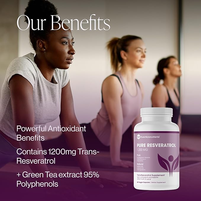 Pure Resveratrol Supplement - Extra Strength 600mg Trans-Resveratrol Per Serve - for Heart Cognitive Immune Health Support – Purified &amp Bioavailable - 60 Vegan Caps