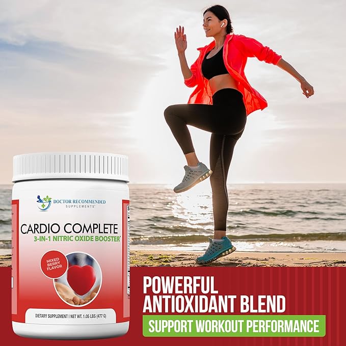 Cardio Complete - Heart Health Support Powder Supplement - 3-in-1 Nitric Oxide Booster with 5000 L-Arginine 1000mg L-Citrulline and Hawthorn Berry 2 Pack
