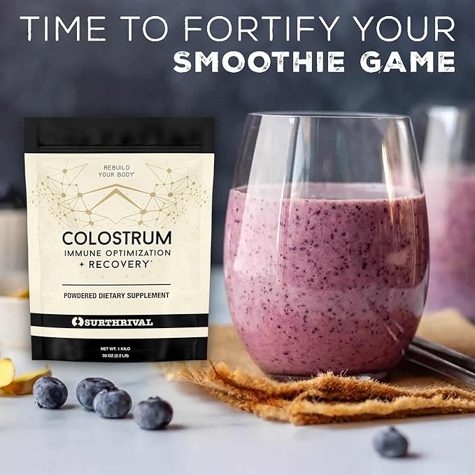 Surthrival: Colostrum Powder (6.5oz) Immune Optimization &amp Recovery Powdered Dietary Supplement Gut Health Immune Support Keto Friendly