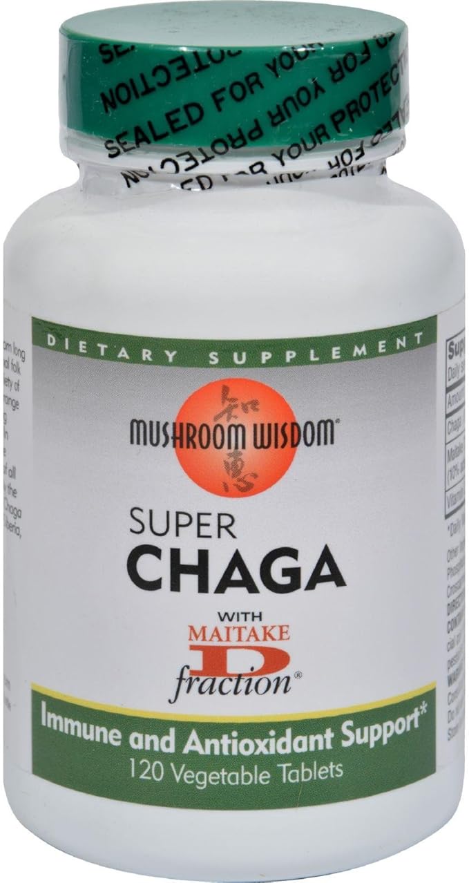 Mushroom Wisdom Super Chaga with Maitake Fraction - 120 Vegetable Tablets