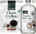 Natural Force Organic Clean Coffee + Organic MCT Oil Bundle – 100% Pure Coconut MCTs &amp Mold &amp Mycotoxin Free Coffee – Non-GMO Keto Paleo and Vegan - 12 Oz Bag and 32 Oz Glass Bottle