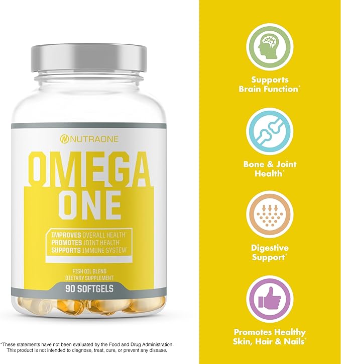 NutraOne OmegaOne Omega-3 Fish Oil Supplement (90 500mg Fish Oil Pills)
