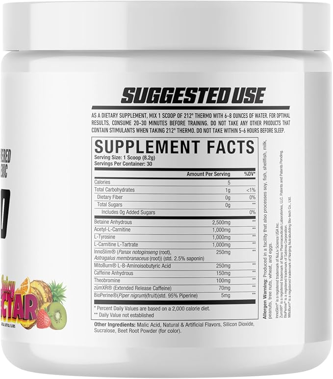 Axe &amp Sledge 212º Thermo Weight Management Powder | 200mg Caffeine | Energy Focus &amp Appetite Control | Advanced Metabolism Booster | Men &amp Women | 30 Servings Juicy Nectar