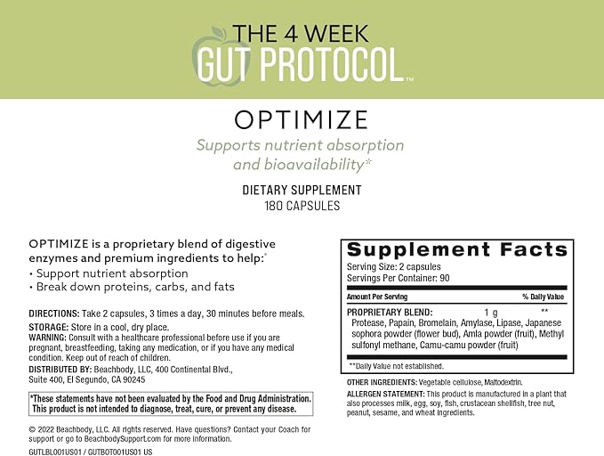 BODi Gut Health Supplements - 4 Week Gut Protocol Revitalize &amp Optimize - Probiotic &amp Enzyme Blend for Digestive Health for Women &amp Men - 3 Billion CFUs Bacillus coagulans - Veggie Capsule