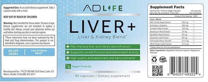 Project AD Liver+ Liver Cleanse &amp Detox Liver Supplement (90 Capsules)