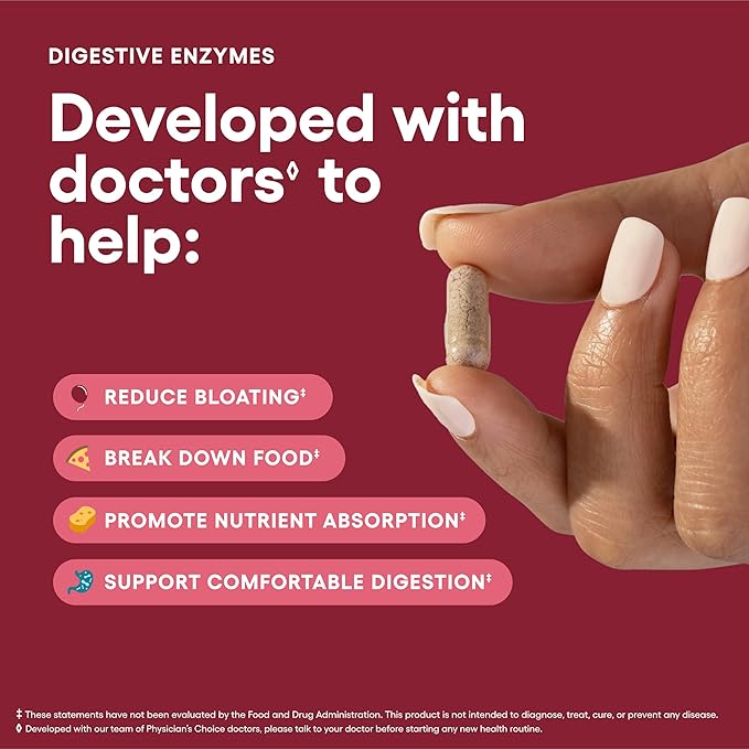 Physician's CHOICE - Beat Bloat + Support Weight Management Bundle: Digestive Enzymes 180ct + Thin-30 Probiotic 60ct - Value Pack