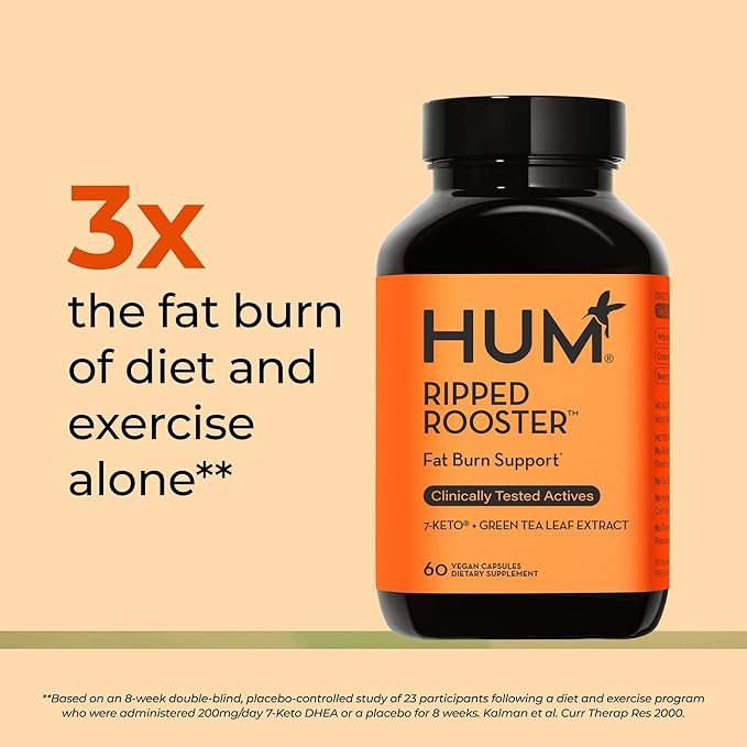 HUM Ripped Rooster Natural Green Tea Extract Capsules with Chromium 7 Keto DHEA Gluten Free Vegan Green Tea Supplement to Support Cravings Healthy Diet &amp Management 60 Count