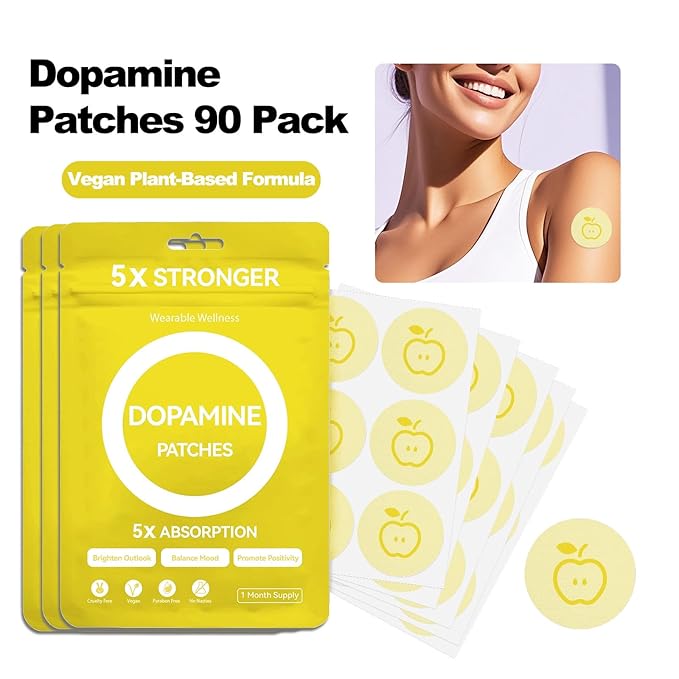 huangirl Dopamine Patches | 90 Pack (3PCS) | Vegan Plant-Based Formula - for Men &amp Women