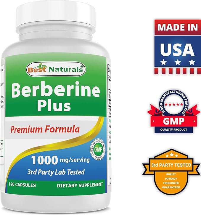 Best Naturals Berberine Plus 1000 mg/Serving 120 Capsules (120 Count (Pack of 3))