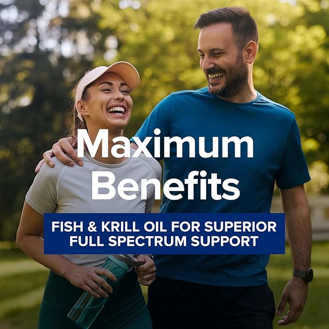 GNC Triple Strength Fish Oil Plus Krill Oil Omega 3 Supplement 1000mg EPA and DHA Supports Heart Brain Skin Eye and Joint Health 60 Softgels