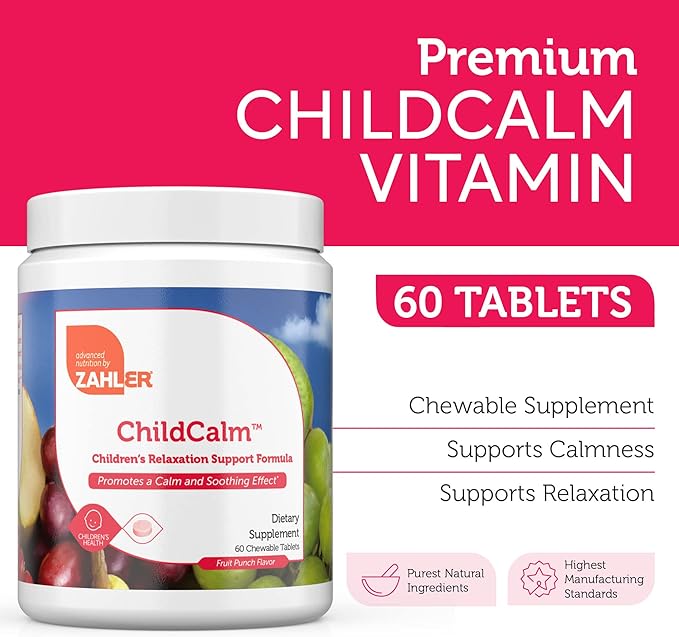 Zahler ChildCalm Kosher Fruit Punch Chewable Magnesium for Kids - Natural Calm Mood Support and Relaxation - Calming Kids Magnesium Supplement Childrens Magnesium (2 Pack)