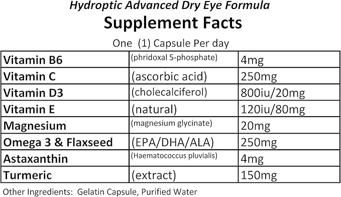 Hydroptic Advanced Dry Eye Formula (One-Per-Day) 180 Day Supply