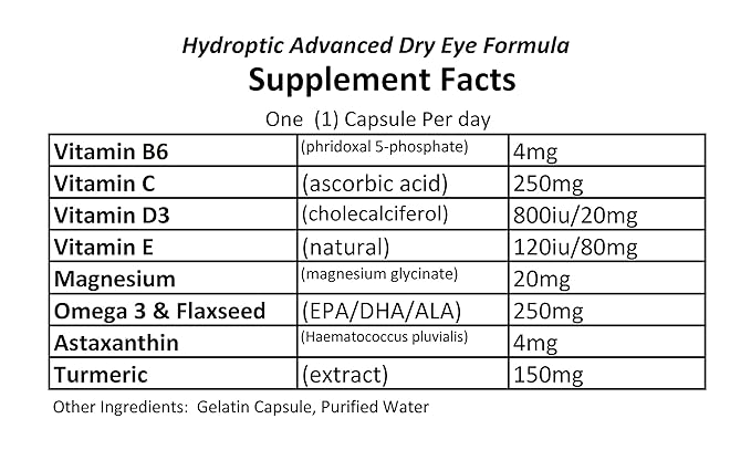 ADVANCED THERACEUTICALS Hydroptic Advanced Dry Eye Formula One-Per-Day 90-Day Supply - Supports Eye Nutrition &amp Tear Film with Astaxanthin Omega-3 Vitamins - Areds 2