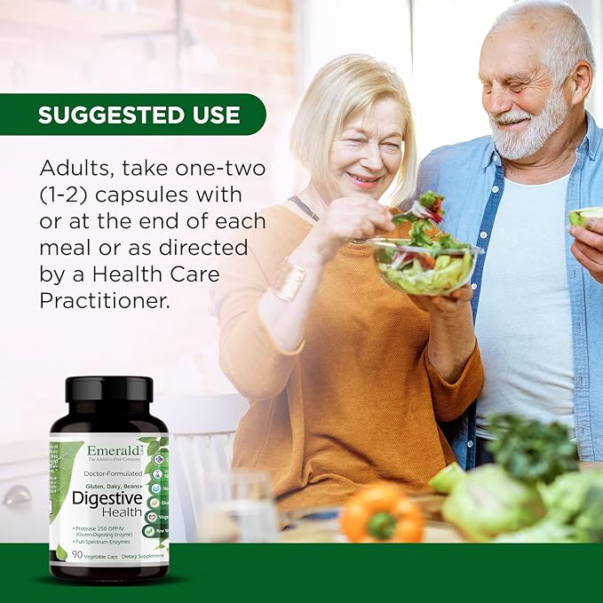 EMERALD LABS Digestive Health - Digestive Aid with Probiotics &amp Digestive Enzymes - Supports Gut Health &amp Constipation - Vegetarian Gluten-Free - 90 Vegetable Capsules (30-Day Supply)