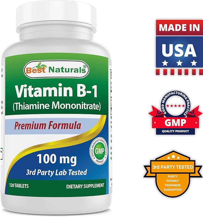 Best Naturals Choline Bitartrate 650 mg &amp Vitamin B1 as Thiamine Mononitrate 100 mg