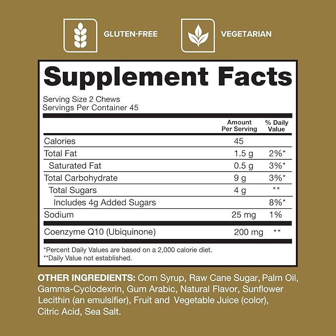 Qunol CoQ10 200mg Soft ChewsExtra Strength &amp Ultra High Absorption Coenzyme Q10 Supplement#1 Cardiologist Recommended Supplement for Heart Health90 Count (Pack of 2)