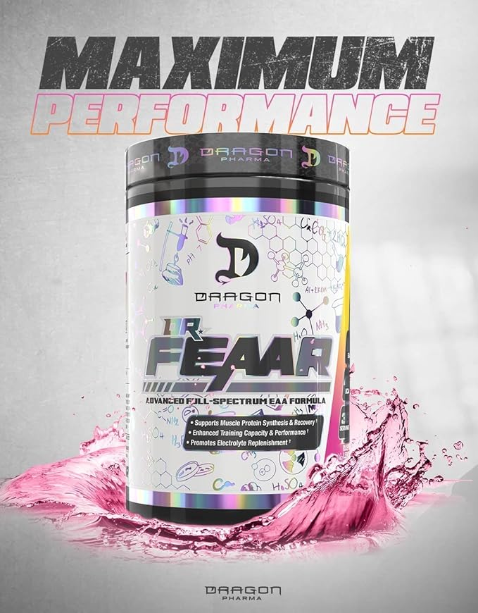 DRAGON PHARMA Dr. FEAAR® Advanced Full-Spectrum EAA Matrix Supports Muscle Protein Synthesis and Recovery Enhanced Training Capacity (30 Servings Pink Dragon)