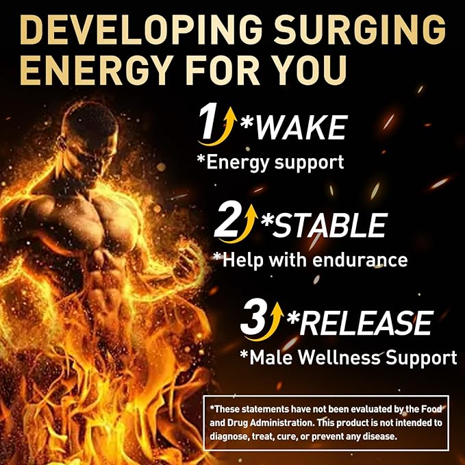 XKQ Vitality Supplement – Daily Energy &amp Performance Formula for Adult Men | Supports Circulation Stamina &amp Confidence | Herbal &amp Amino Blend | 30 Tablets | 3rd Party Tested