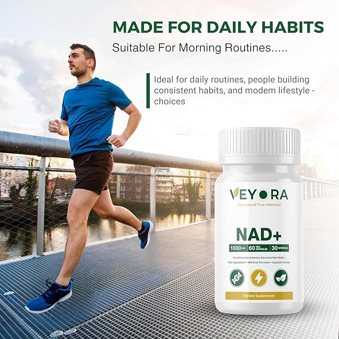 NAD+ 1000 mg | 60 Vegan Capsules | Nicotinamide Adenine Dinucleotide (NAD+) | Dietary Supplement | Non-GMO | Gluten-Free | Made for USA