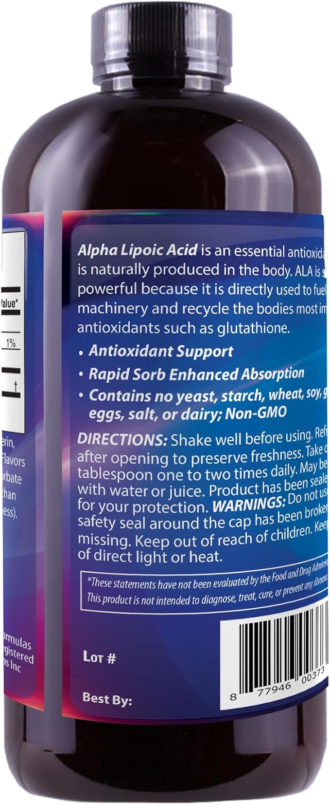DRS Advantage Alpha Lipoic Acid - Liquid Dietary Supplement with 50mg ALA per Serving - Packed with Antioxidants - Pharmacist Formulated Rapid-Sorb Technology for Nutrient Absorption - 16 fl. oz.