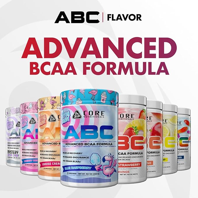Core Nutritionals ABC Advanced BCAA Supplement | Amino Acid Recovery Blend | with Glutamine Beta Alanine Citrulline Malate | 20 Servings (Australian Gummy Snakes)