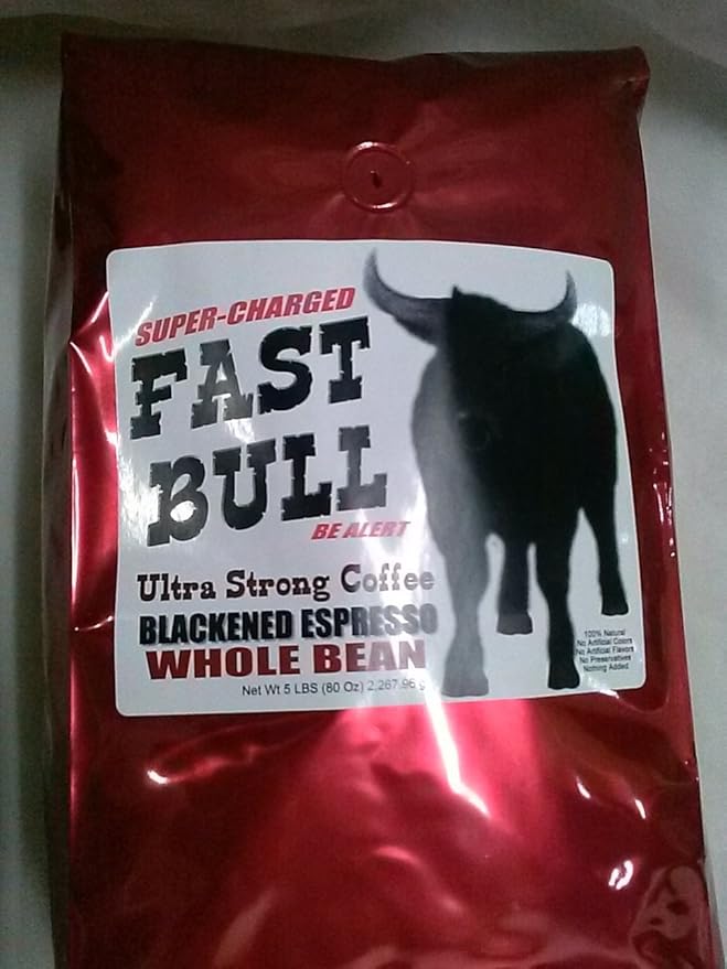 Fast Bull Smooth Crema Espresso 5 LBS - Whole Bean Coffee 5 Pound Bag Strongest Coffee