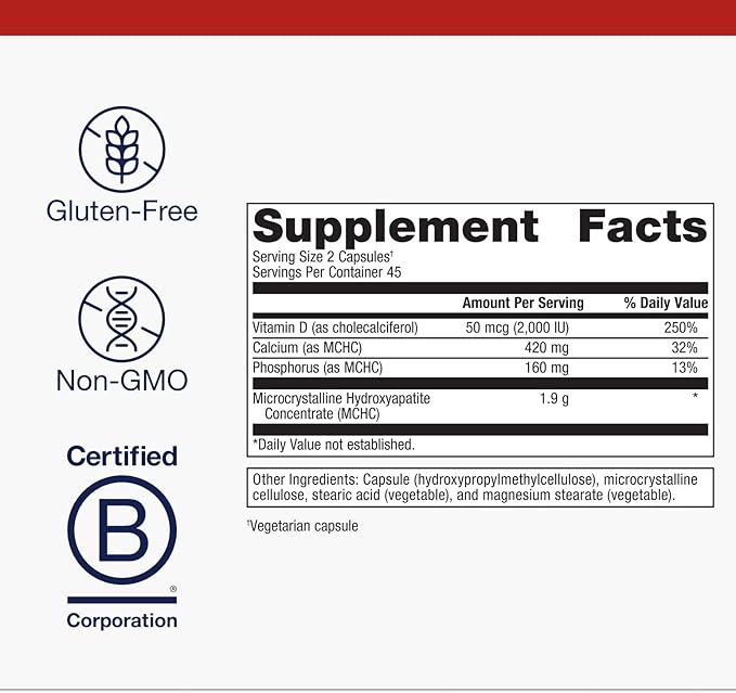 Metagenics Bone Builder Plus - MCHC Supplement for Bone Health* - High-Absorption Formula with Calcium Phosphorus &amp 2000 IU Vitamin D - Non-GMO &amp Gluten-Free - 90 Capsules